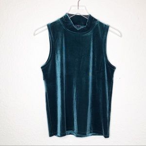 J. Crew | NWT Dark Green Velvet Mock Neck Top Sz S